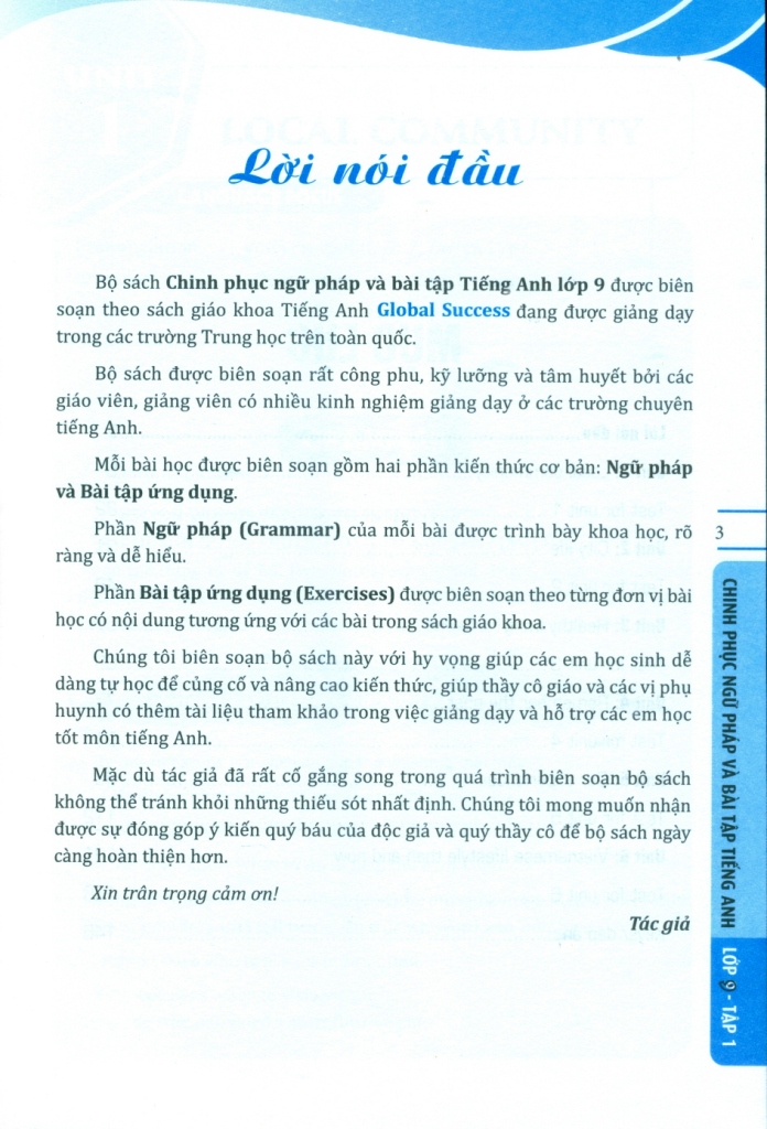 CHINH PHỤC NGỮ PHÁP VÀ BÀI TẬP TIẾNG ANH LỚP 9 - TẬP 1 (Có đáp án - Theo SGK Tiếng Anh Global Success)